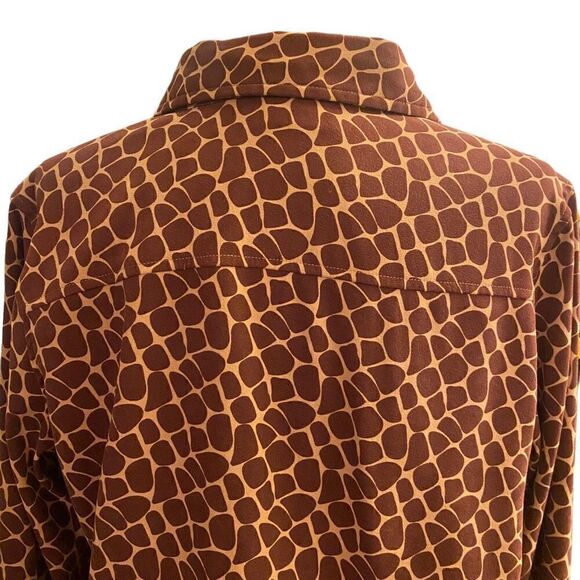 Denim & Co Long Sleeve Giraffe Print Button Down Vintage Y2K Top Size M - Picture 8 of 13
